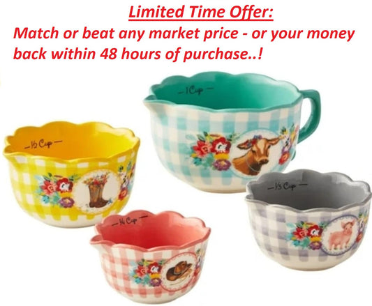 The Pioneer Woman Ceramic Measuring Cup Set Sweet Romance Blossoms 4-Piece Made of stoneware, this kitchen prep set includes a four-piece nesting measuring bowl set Y Pay More