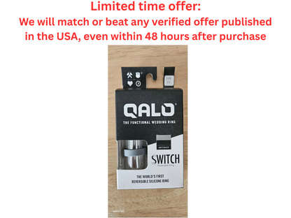 QALO Reversible Gray &Black Silicone Functional Wedding Ring Size 11 - For Sale QALO