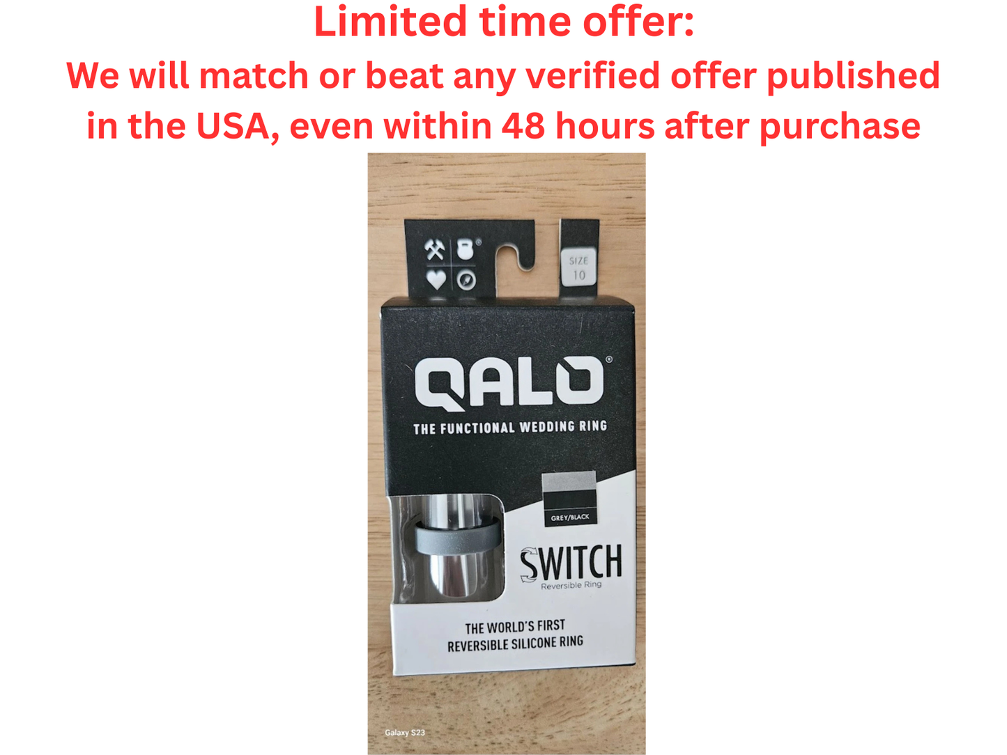 QALO Reversible Gray &Black Silicone Functional Wedding Ring Size 10 - For Sale QALO