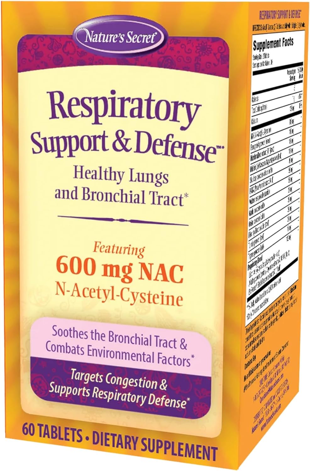 Nature's Secret Respiratory Support & Defense - 60 Tablets - Promotes Healthy Lungs & Bronchial Tract - With NAC, Fenugreek & Marshmallow - 30 Total Servings Y Pay More