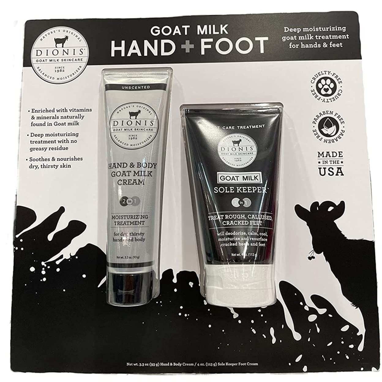 DIONIS NATURAL GOAT MILK HAND CREAM 3.3 OZ & FOOT CREAM 4 OZ - Mother's Day Sale