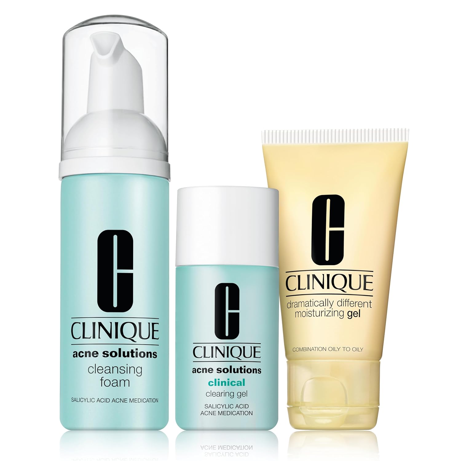 Clinique Acne Solutions Fix It Kit Set For Acne Prone Skin | Acne Solutions Cleansing Foam, Clinical Clearing Gel + Dramatically Different Moisturizing Gel Y Pay More