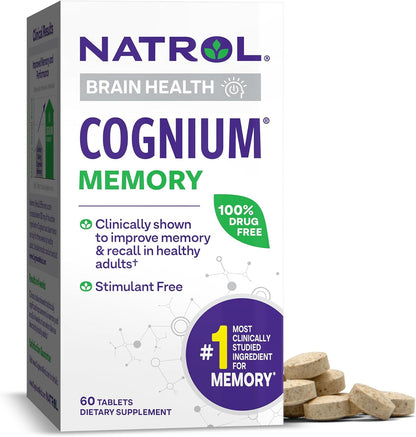 Natrol Cognium Memory Silk Protein Hydrolysate 100mg, Dietary Supplement for Brain Health Support, 60 Tablets, 30 Day Supply Y Pay More