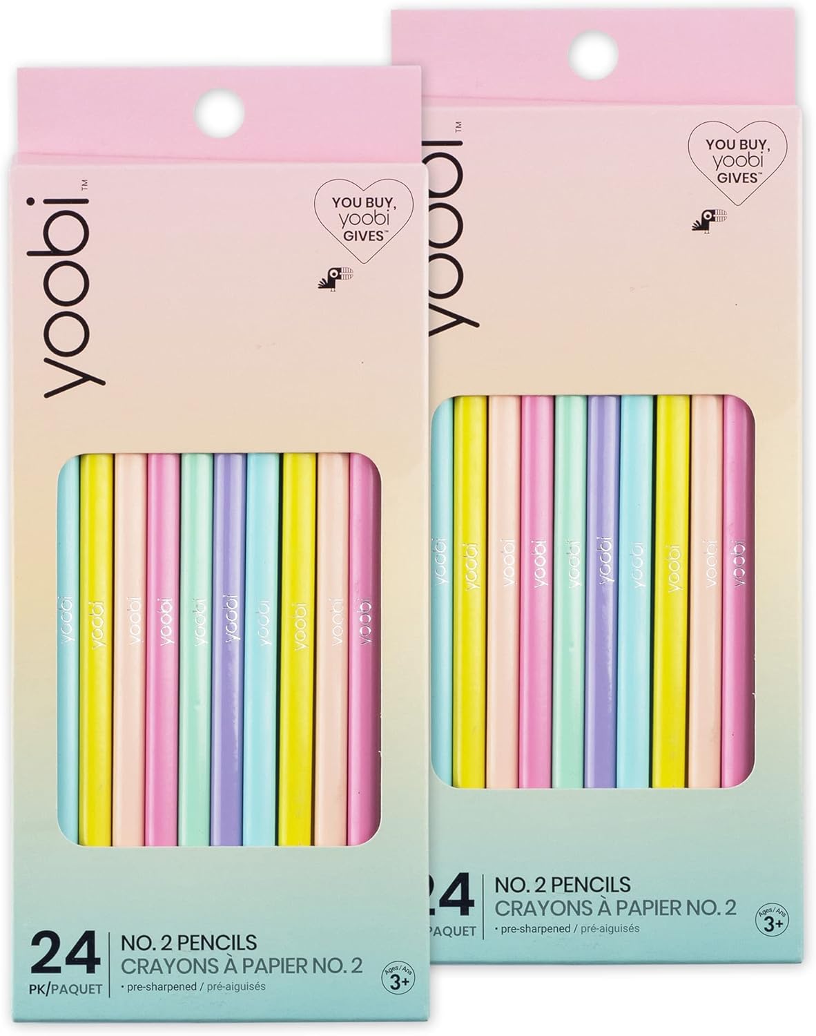 Yoobi #2 Pencils - Pre-Sharpened Pencils in Cute Pastel Colors - Pink, Lavender, Yellow, Mint Green, Baby Blue & Peach - Fun School & Office Supplies for Boys, Girls, Teens & Adults - 24 Count Y Pay More