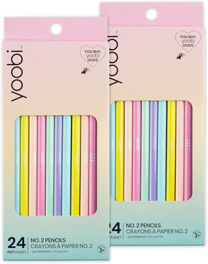 Yoobi #2 Pencils - Pre-Sharpened Pencils in Cute Pastel Colors - Pink, Lavender, Yellow, Mint Green, Baby Blue & Peach - Fun School & Office Supplies for Boys, Girls, Teens & Adults - 24 Count Y Pay More