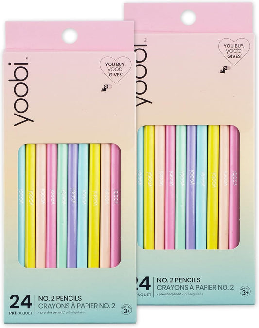 Yoobi #2 Pencils - Pre-Sharpened Pencils in Cute Pastel Colors - Pink, Lavender, Yellow, Mint Green, Baby Blue & Peach - Fun School & Office Supplies for Boys, Girls, Teens & Adults - 24 Count Y Pay More