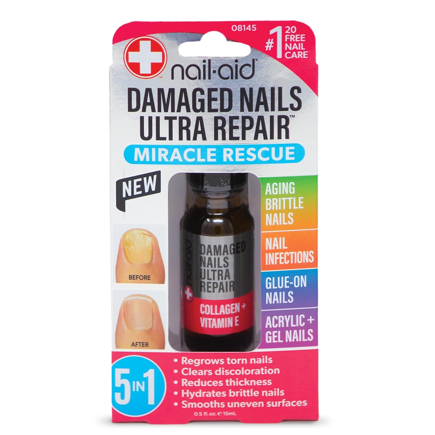 Nail-Aid - 5-in-1 Damaged Nails Multi-Repair for Fingernails or Toenails Y Pay More