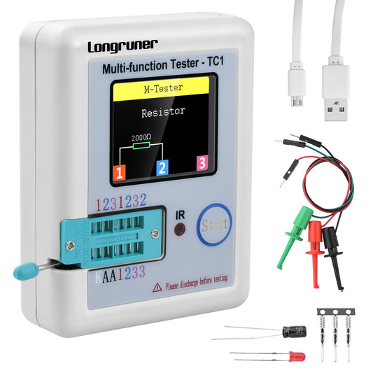 Multi-function Tester, Longruner 1.8 inch Colorful Display Pocketable Multifunctional TFT Backlight Transistor LCR-TC1 Tester for Diode Triode Capacitor Resistor Transistor LCR ESR NPN PNP MOSFET LW21 Y Pay More