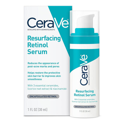 CeraVe Resurfacing Retinol Serum For Post Acne Marks, Formulated With Licorice Root Extract & Niacinamide, Brightening Serum & Pore Minimizer For Face, Post Acne Skin Barrier Repair, Non-Comedogenic Y Pay More