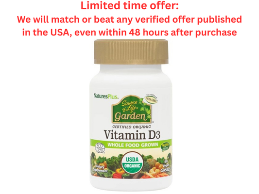 Natures Plus Source of Life Garden Vitamin D3 60 Vegan Caps | Clearance Sale NaturesPlus