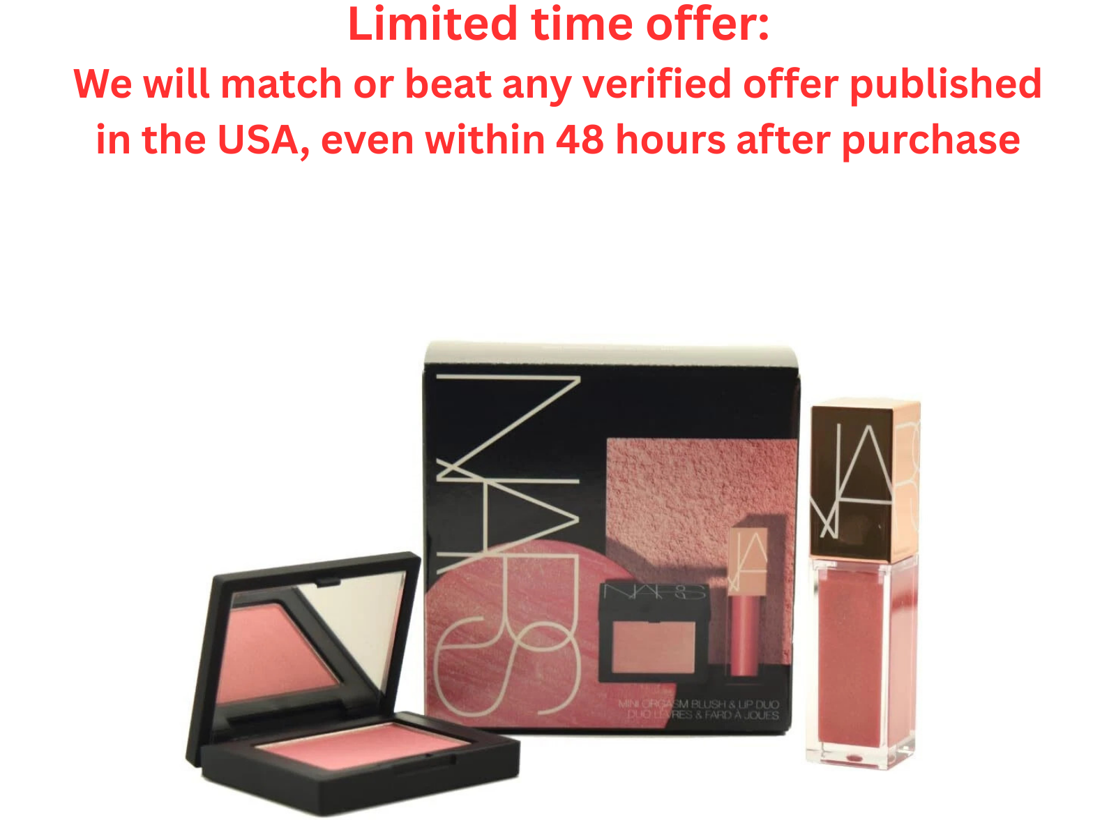 NARS Mini Orgasm Blush and Lip Gloss Duo, Buildable Shine - Best Clearance Sale NARS