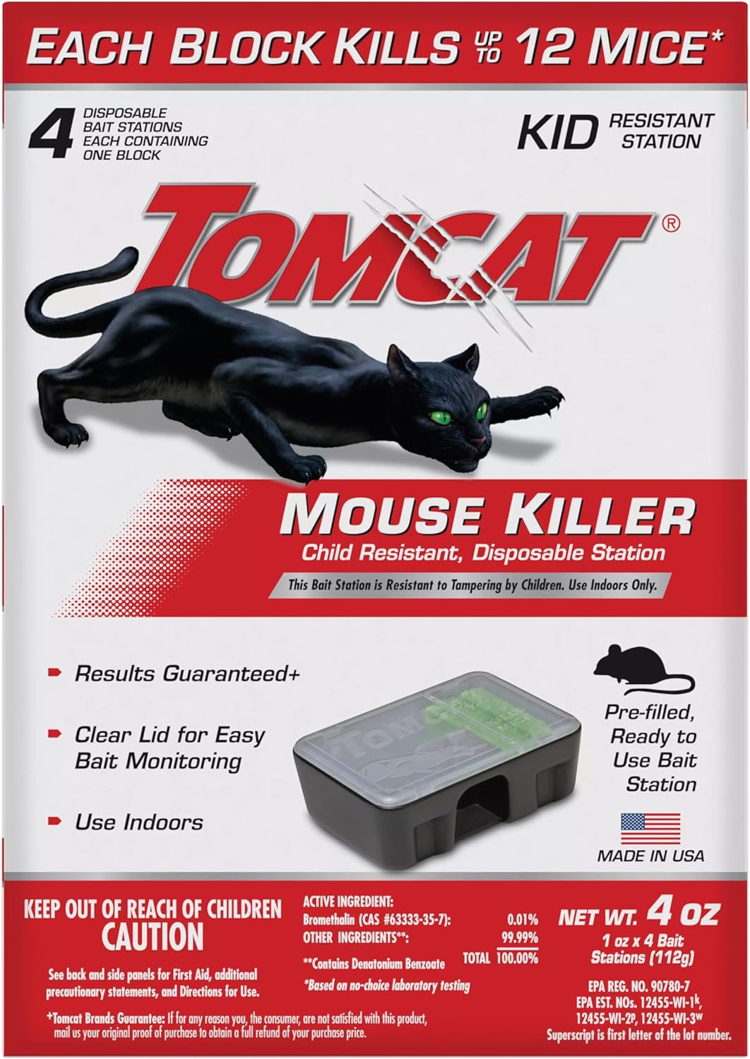 Tomcat Disposable Mouse Killer, Child-Resistant - 4 Stations - Independence Day Tomcat