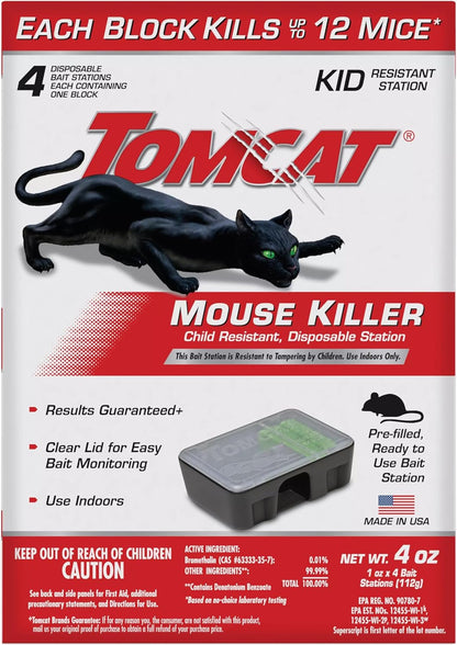 Tomcat Disposable Mouse Killer, Child-Resistant - 4 Stations - Independence Day Tomcat
