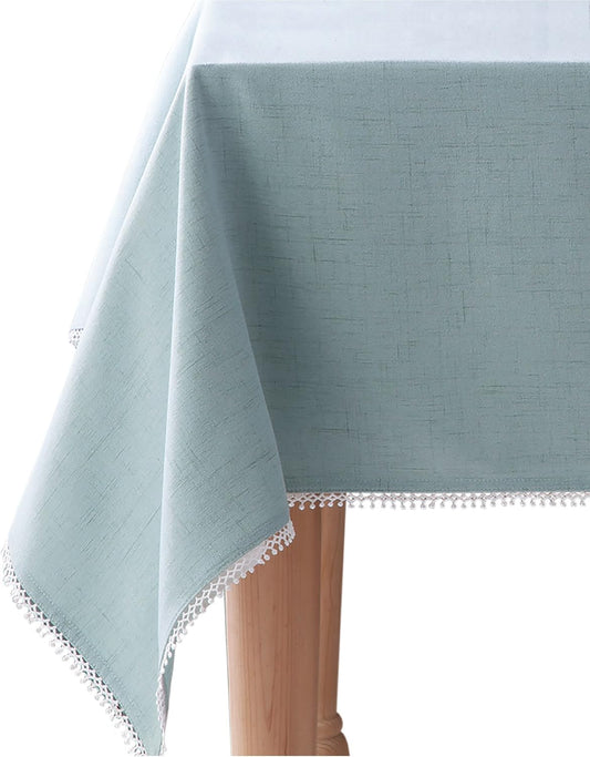 Lenox French Perle Solid 60"x 84" rectangle Tablecloth, Ice Blue Y Pay More