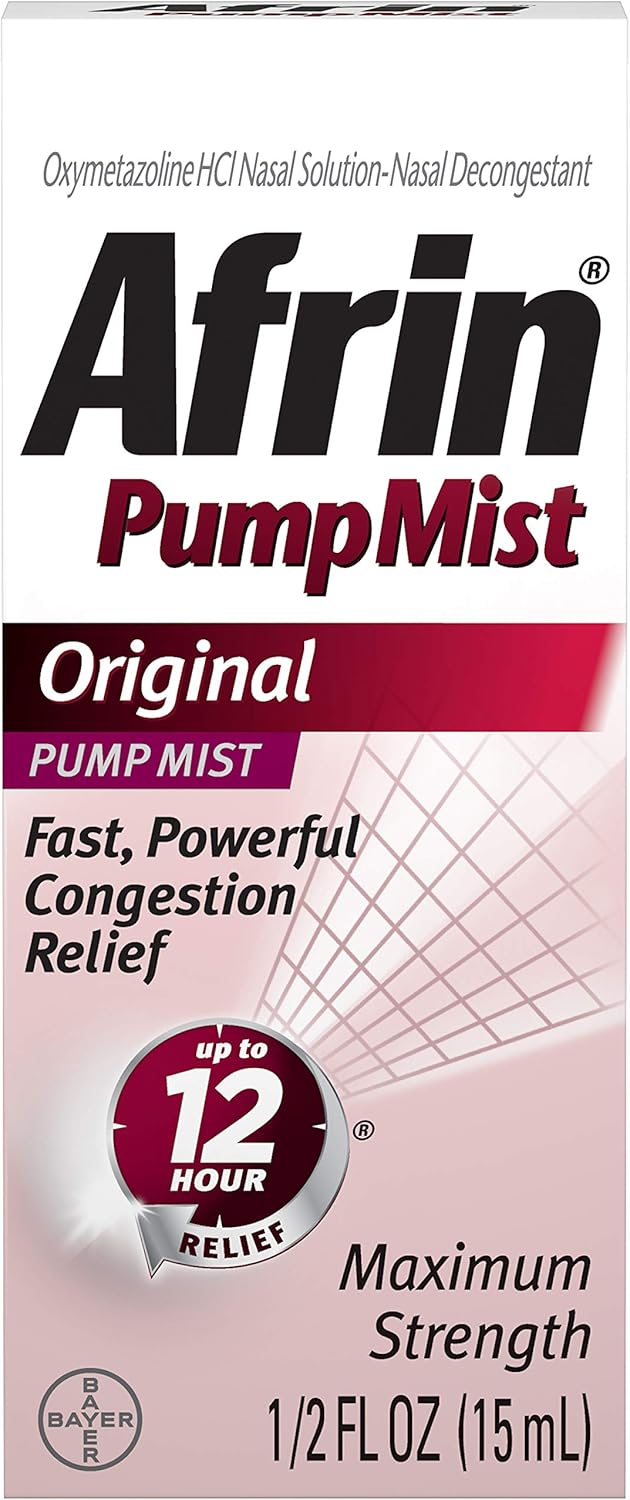 Afrin cold Pump Mist 12 Hour Relief, Original, 0.5 fl oz, Spray (Pack of 2) Y Pay More