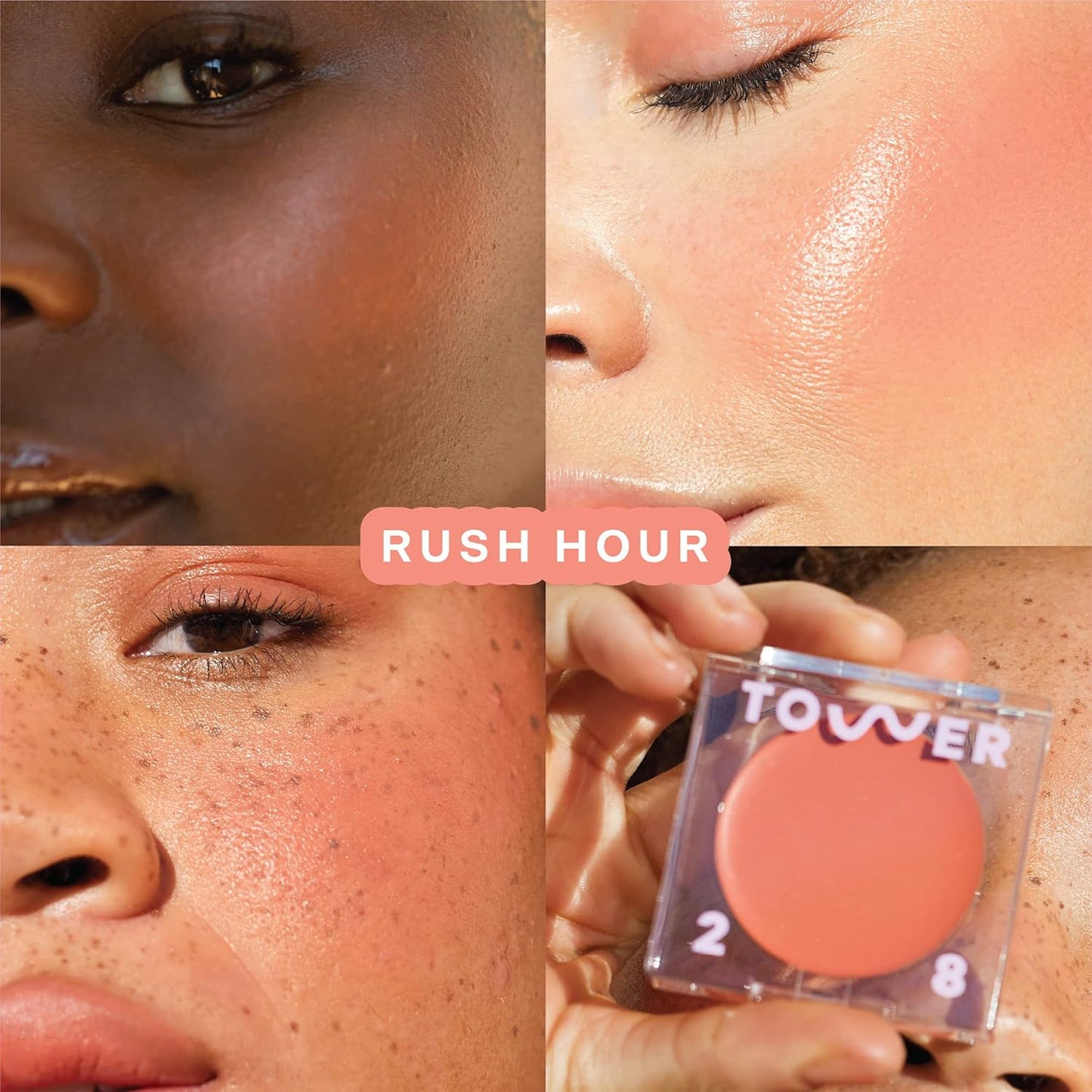 Tower 28 Beauty BeachPlease Cream Blush for Cheeks and Lips - Multi-Purpose Lip and Cheek Tint in Sun-Kissed Peach Blush - for Sensitive Skin – Color RUSH HOUR, Luminous Finish Y Pay More