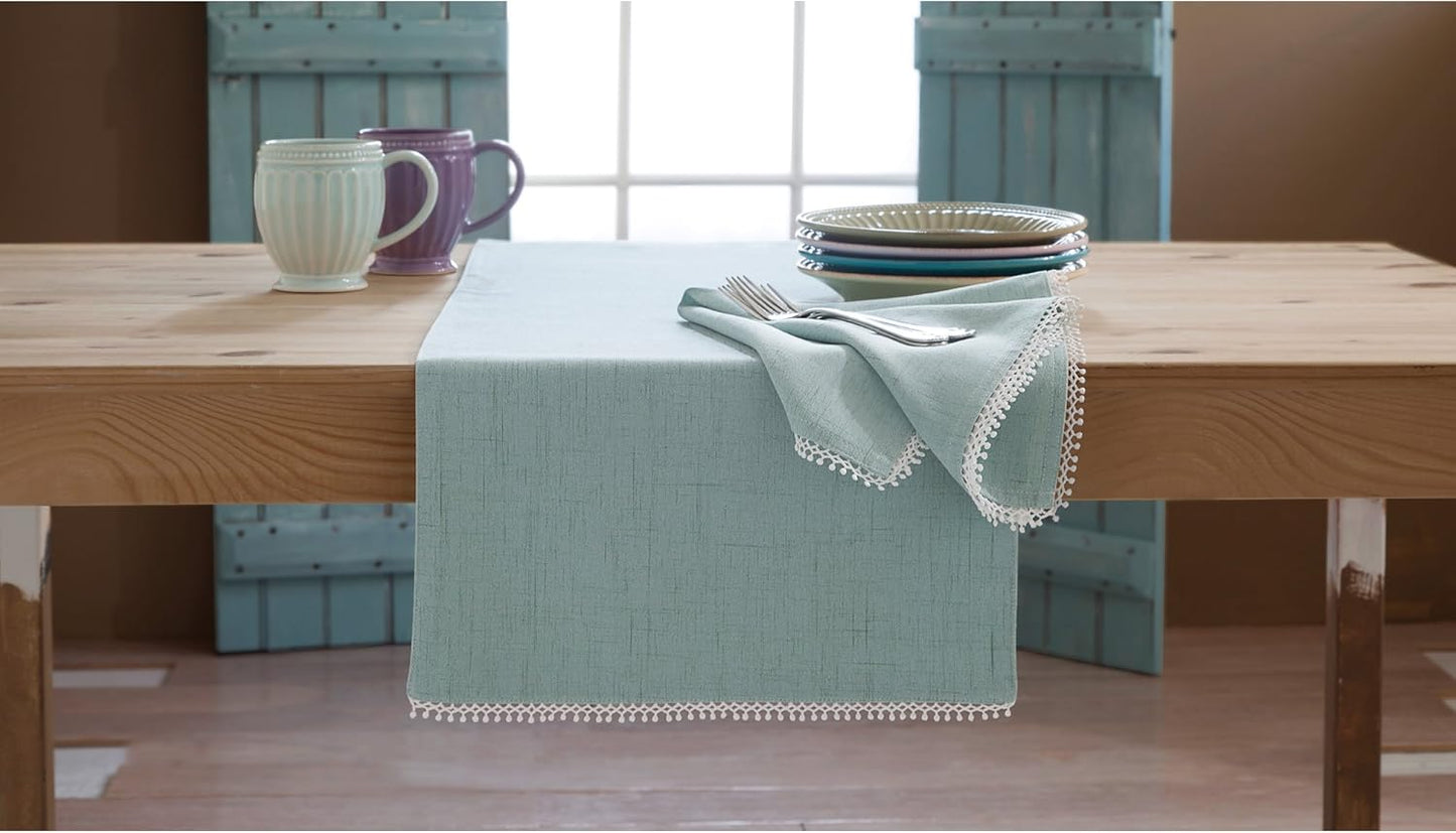 Lenox French Perle Solid 60"x 84" rectangle Tablecloth, Ice Blue Y Pay More