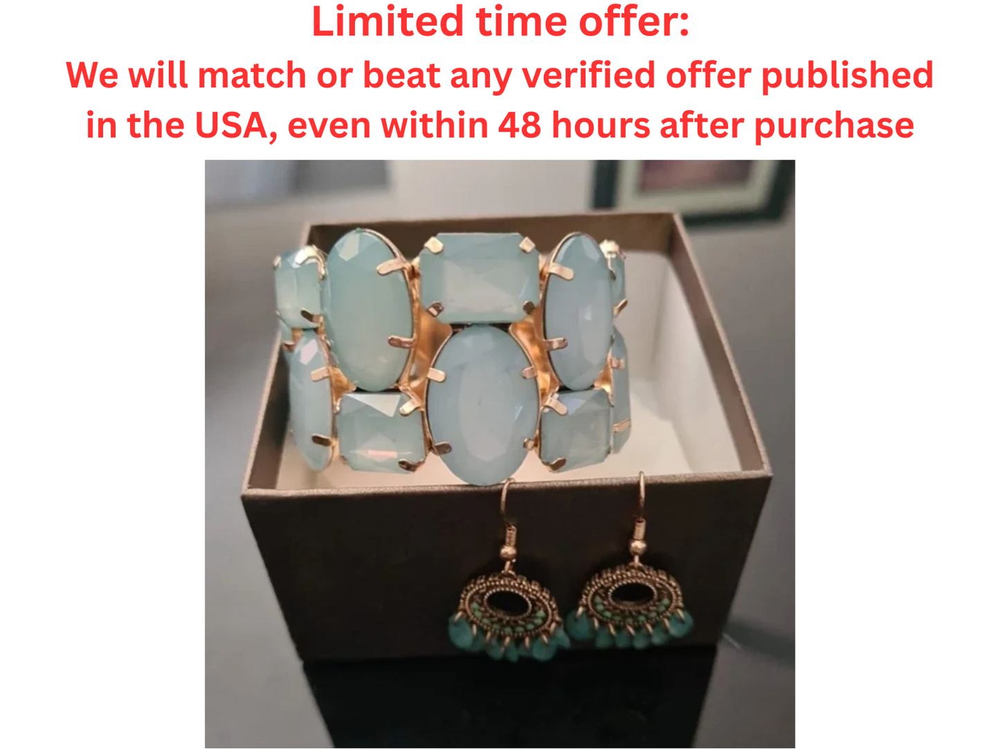 Mint Glass Bracelet & Earrings Matching Set NWOT | Best Clearance Sale Y Pay More