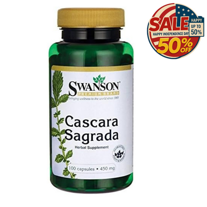 Swanson Cascara Sagrada 450mg, 100 Capsules, Independence Day Digestive Support Swanson