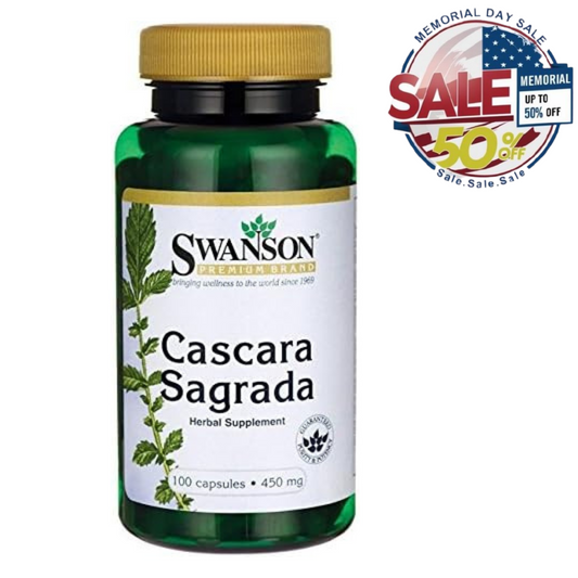 Swanson Cascara Sagrada 450mg, 100 Capsules, Memorial Day Sale Digestive Support Swanson