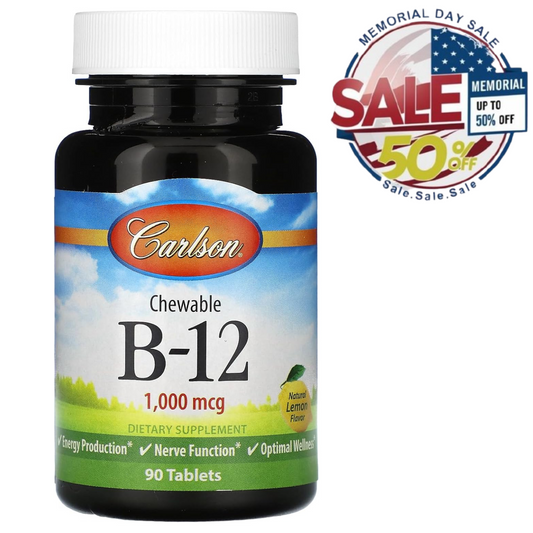 Carlson Labs B-12, 1000mcg, 90 Chewable Tablets | Perfect for Memorial Day Sale Carlson