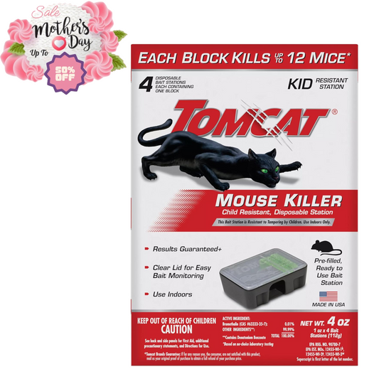 Tomcat Disposable Mouse Killer, Child-Resistant - 4 Stations - Mother's Day Sale Tomcat