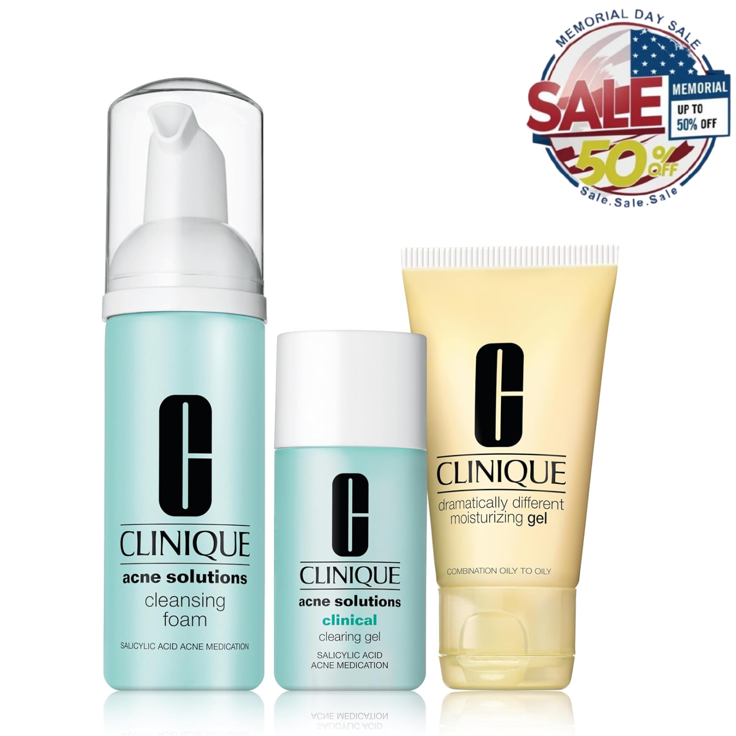Clinique Acne Kit, Cleansing Foam, Clearing Gel, Moisturizer, Memorial Day Sale Clinique