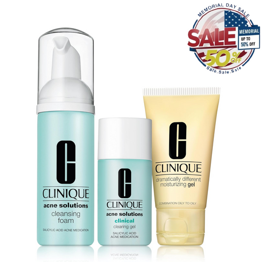 Clinique Acne Kit, Cleansing Foam, Clearing Gel, Moisturizer, Memorial Day Sale Clinique