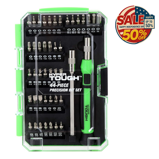 HYPER TOUGH 44-Piece Precision Bit Set, US Electrical Plugs | Independence Day Hyper Tough