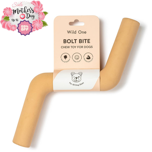 Wild One Bolt Bite Dog Toy Natural Rubber Chew Treat - Perfect Mother's Day Sale Wild One