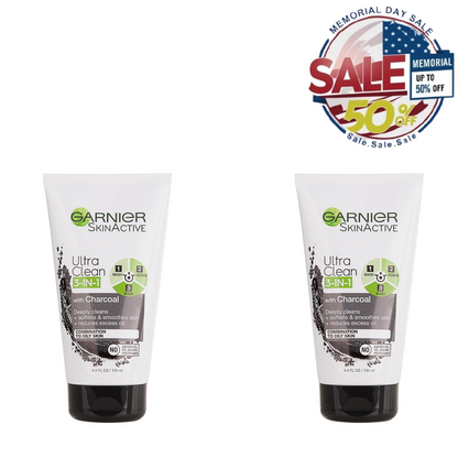 Garnier Charcoal 3-in-1 Face Wash, Scrub & Mask – 4.4 fl.oz, Memorial Day Sale Garnier