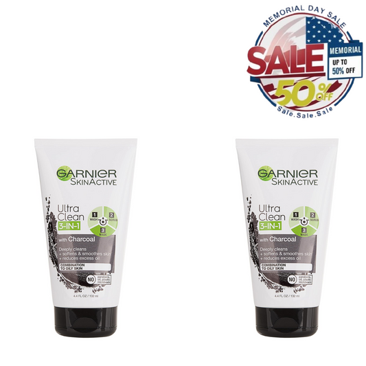 Garnier Charcoal 3-in-1 Face Wash, Scrub & Mask – 4.4 fl.oz, Memorial Day Sale Garnier