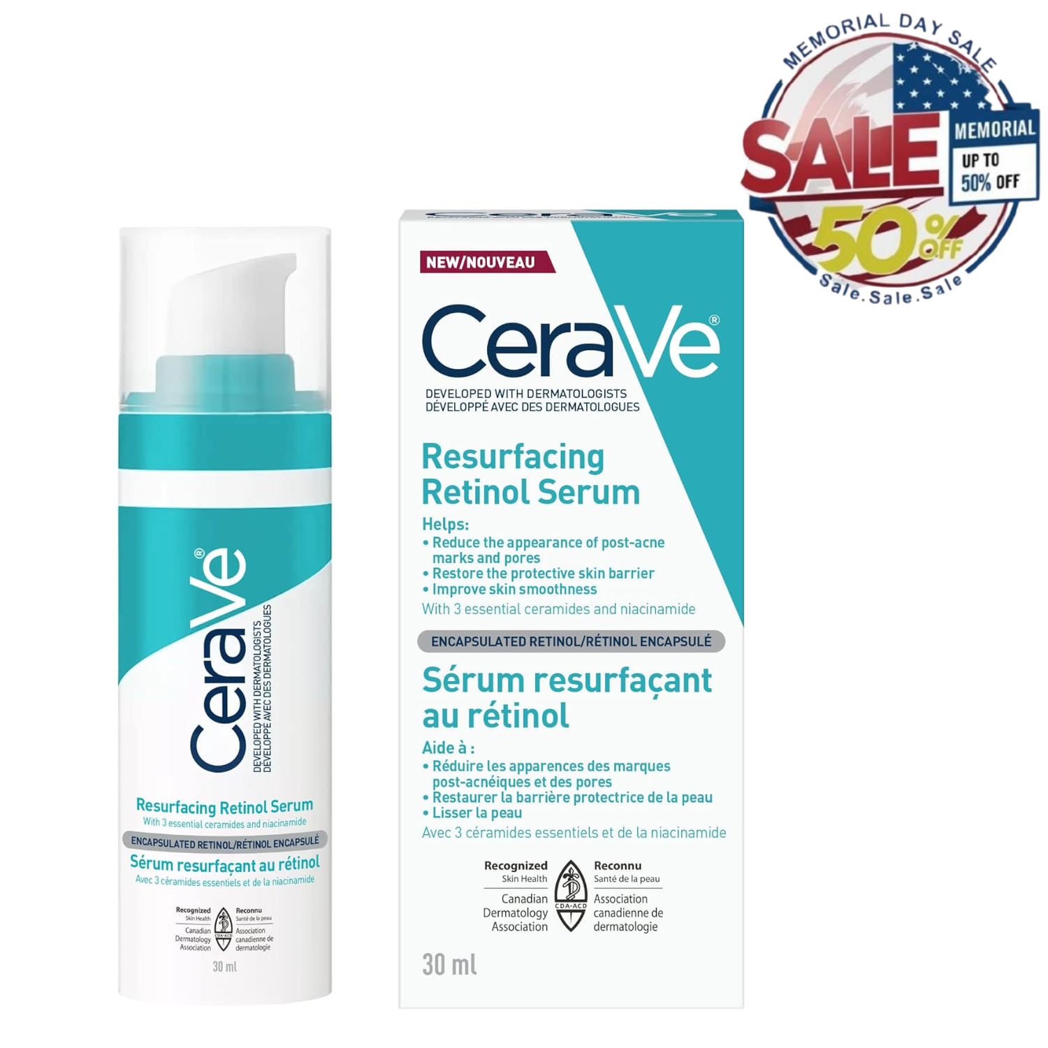 CeraVe Retinol Serum – Licorice Root & Niacinamide, 1 fl.oz, Memorial Day Sale CeraVe