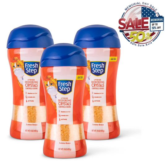 Fresh Step Cat Litter Crystals 15oz 3-Pack Odor Deodorizer | Memorial Day Sale Fresh Step