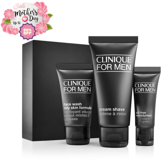 Clinique Men Starter Kit Oil Control Wash, Shave,Moisturizer - Mother's Day Sale Clinique
