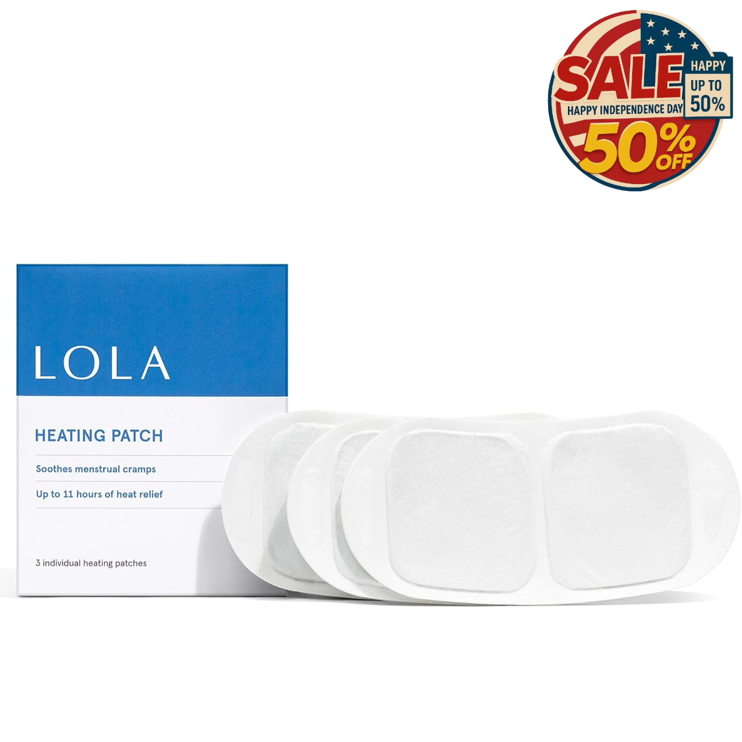 LOLA Heating Patches Therapy for Period Cramps (3 Counts) - For Independence Day LOLA