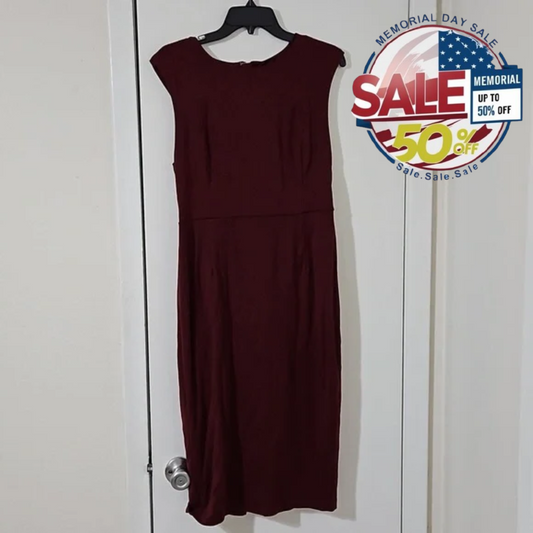 Burgundy Dress Size 10 Sleeveless Fitted Stretch & Zipper, for Memorial Day Sale Y Pay More