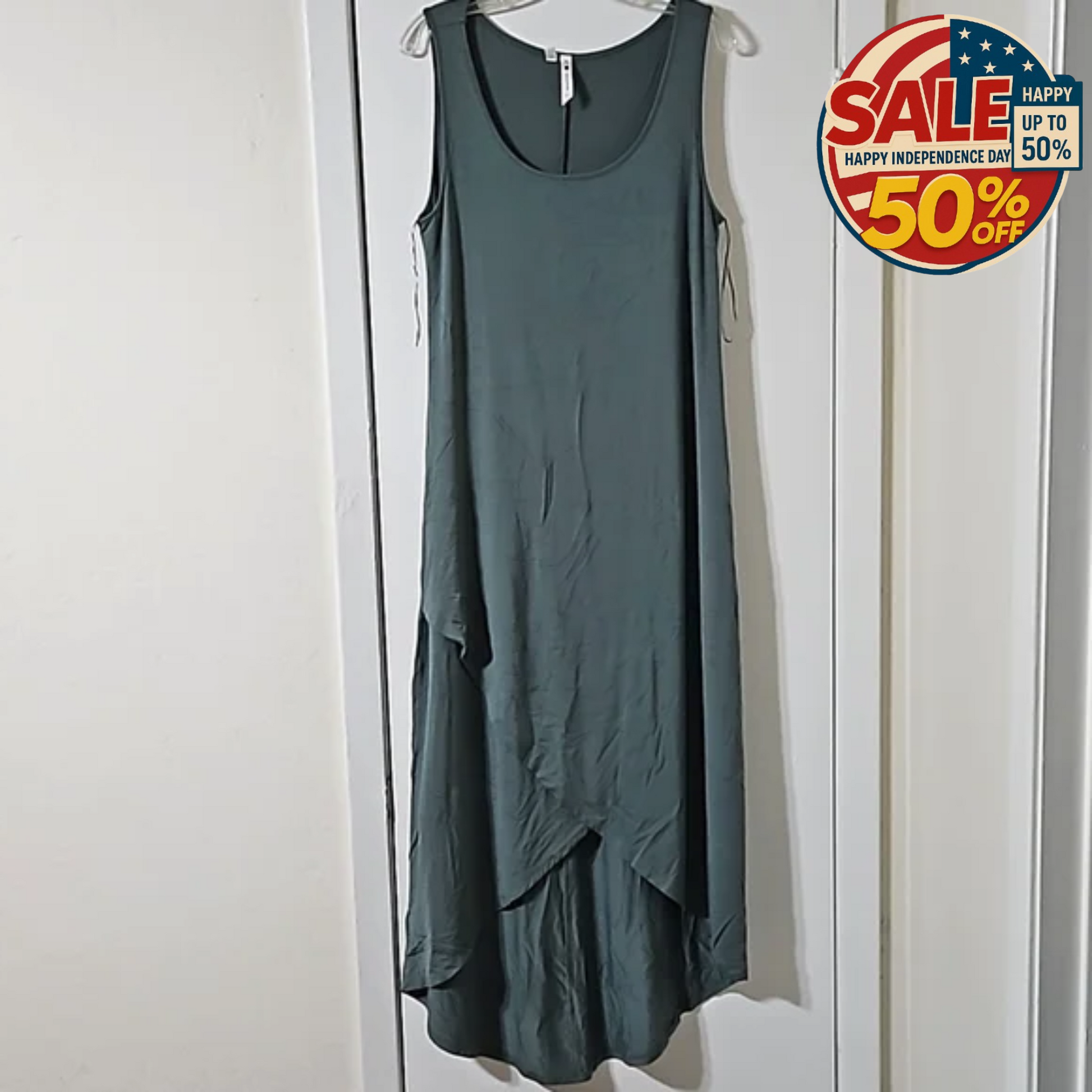 Cable & Gauge Olive Green Women Dress L, 42" | Happy Independence Day Sale Cable & Gauge