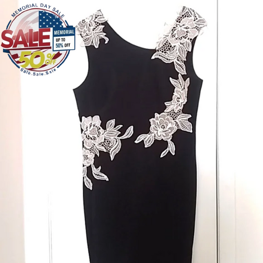 Karen Millen Black Dress, White Lace Sleeveless Size 12 | For Memorial Day Sale Y Pay More