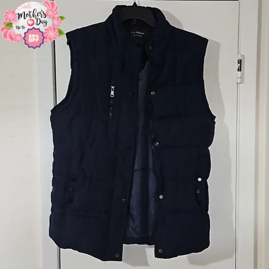 Handi G.F. Navy Buffer Vest M Full Zipper Decorative Buttons - Mother's Day Sale Handi G.F.