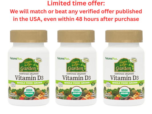 3 Packs Nature's Plus Vitamin D3 Vegan Capsules, Immune Support | Best Clearance Sale Natures Plus