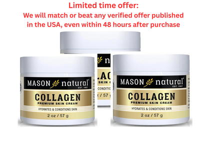 Authentic MASON NATURAL Collagen Skin Cream 2oz Pear Scent, 3-Pack Clearance Sale MASON NATURAL