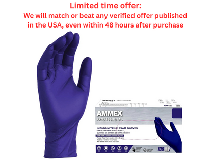 AMMEX Indigo Nitrile Gloves 100 Pcs Latex & Powder Free | Best Clearance Sale AMMEX