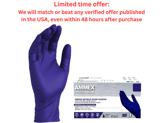 AMMEX Indigo Nitrile Gloves 100 Pcs Latex & Powder Free | Best Clearance Sale AMMEX