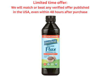 Carrington Farms Organic Flax Cooking Oil, 16oz | Cold Pressed | Clearance Sale Carrington Farms