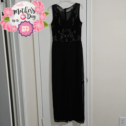 Raishma Fancy Sleeveless Black Chiffon Sequin Jumpsuit Size 8 | for Easter Gift Raishma