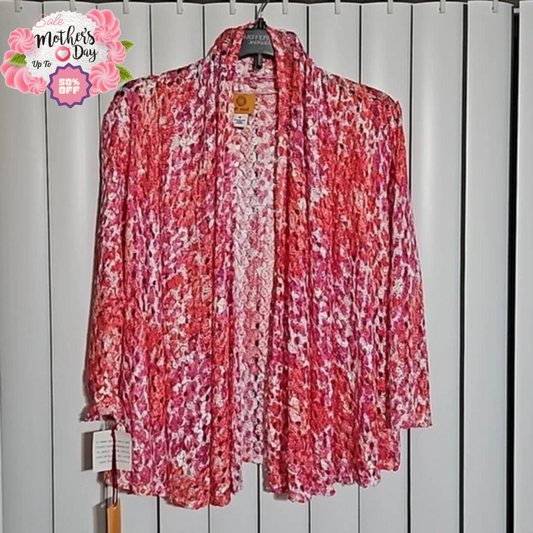 Ruby Rd Net Cardigan Size M, Red and White | Perfect For Mother's Day Special Ruby Rd