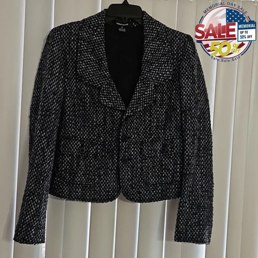 Elen Tracy Tweed Blazer Size 4 Vintage Grey Buttons PreOwned | Memorial Day Sale Y Pay More