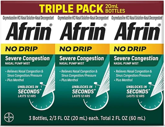 Afrin No-Drip Severe Congestion Nasal Spray 20 ml./pk., 3 pack. Y Pay More