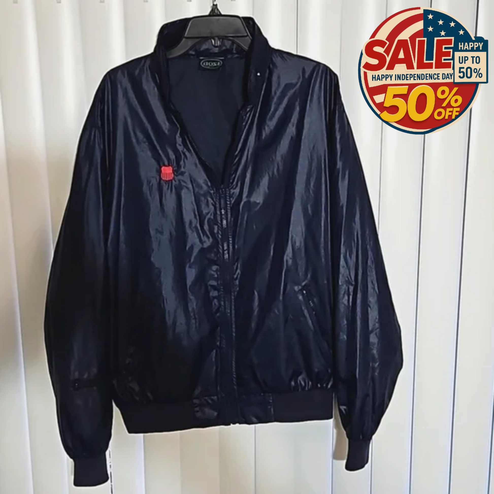 IZOD Rain/Wind Breaker Size L, Full Zipper Nylon Jacket | Happy Independence Day IZOD